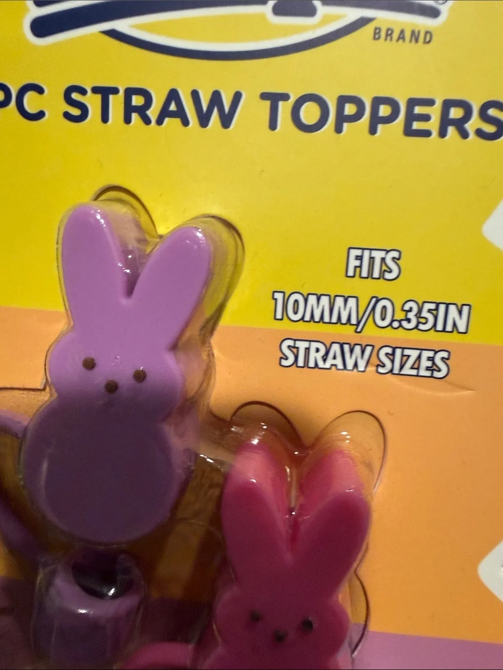 Peeps Kids 4pc Straw Toppers - Purple, Pink, Blue, Yellow